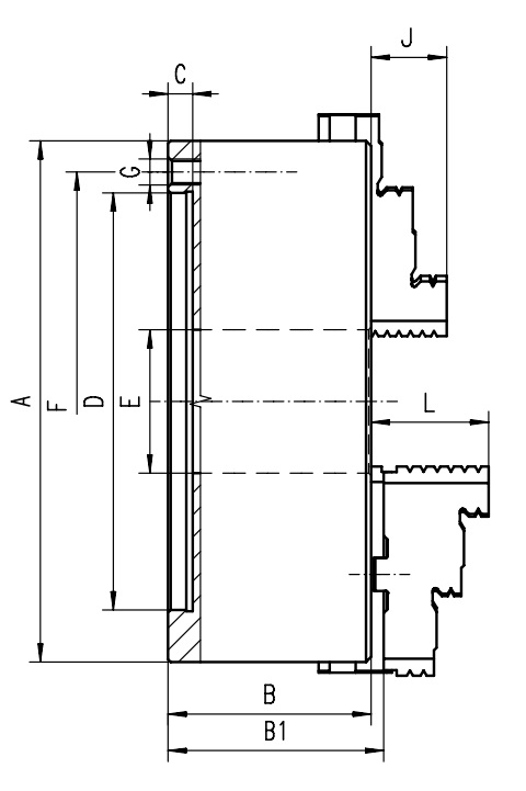 Stalen 3-klauwplaat opname met camlock opname